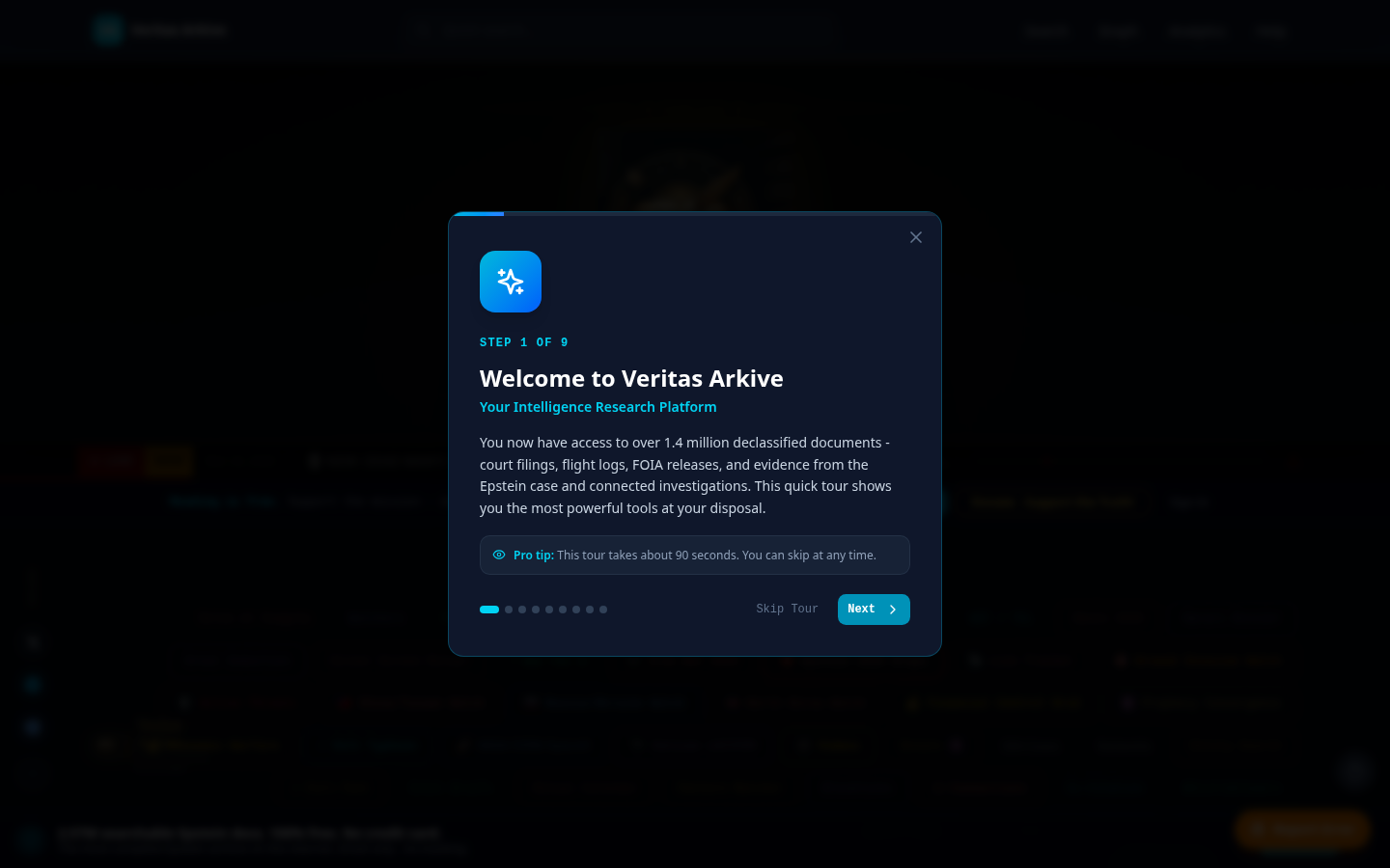 Veritas Arkive intelligence research platform